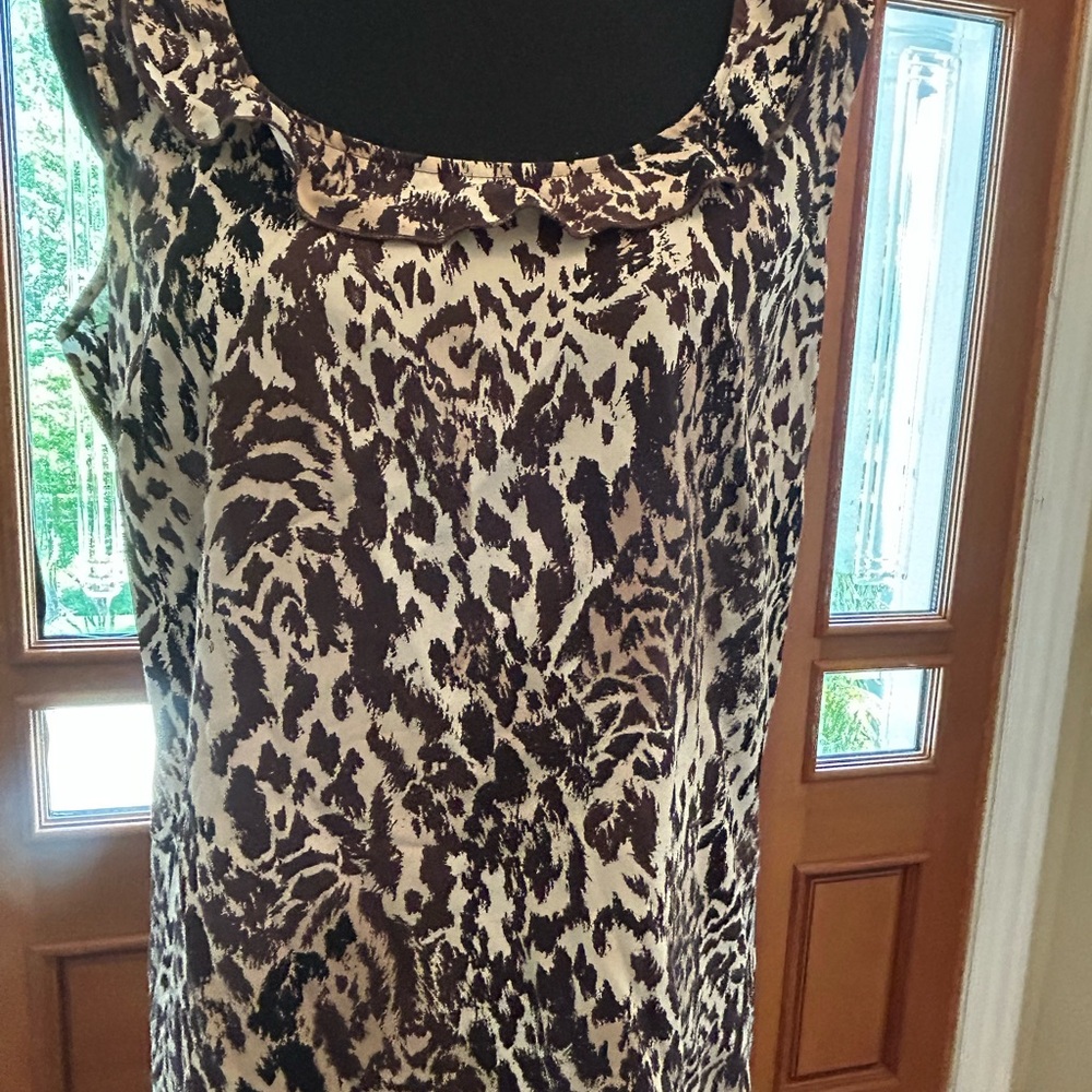 St. John Silk Animal Print Top